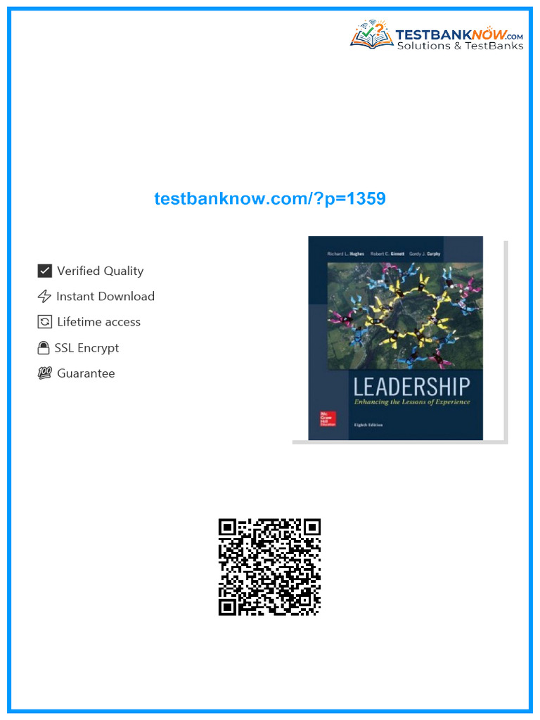 Leadership Enhancing the Lessons of Experience, 8th Edition Test Bank ...