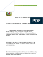 VII CONCILIO DE LA SOCIEDAD YORUBA DE MEXICO