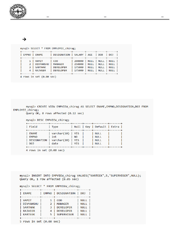 Dbms Practical 6_chirag | PDF