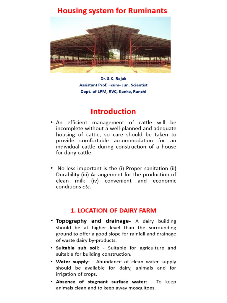 Housing System For Ruminants | PDF | Dairy | Cattle