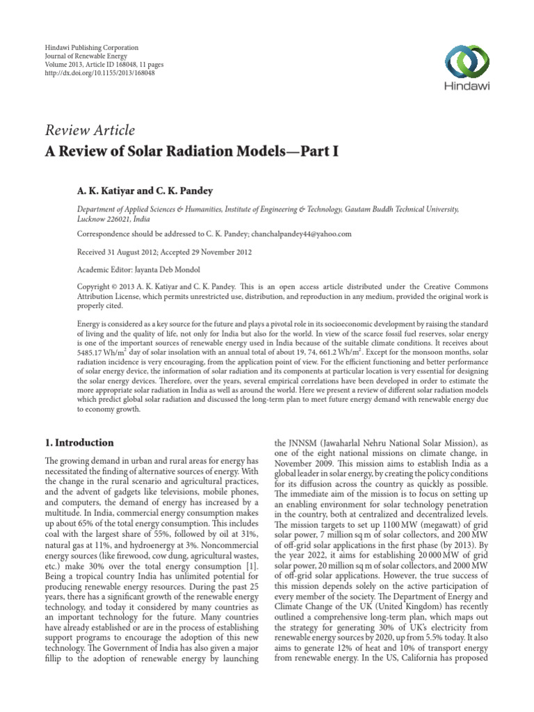 A_Review_of_Solar_Radiation_Models-Part_I | PDF | Energy Development ...