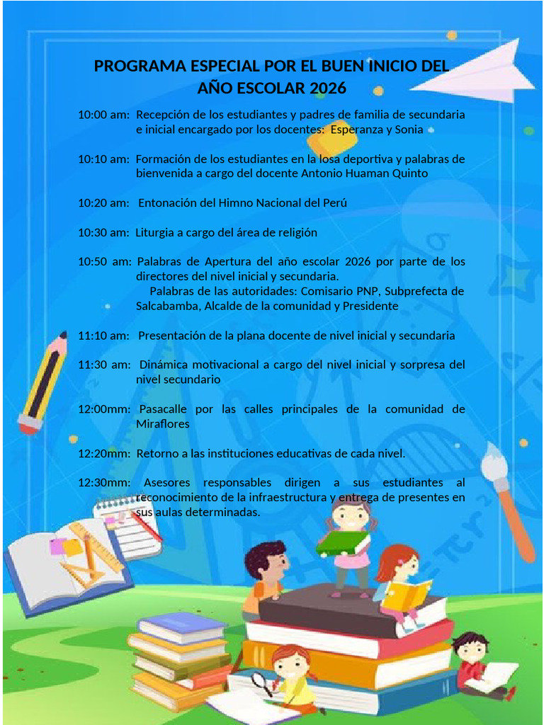 Programa Del Buen Inicio Escolar 2026 | PDF