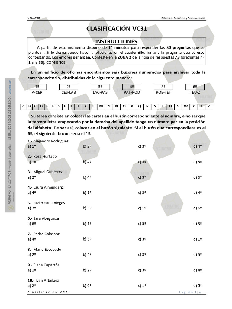 Clasificación Vc31 Con Soluc | PDF