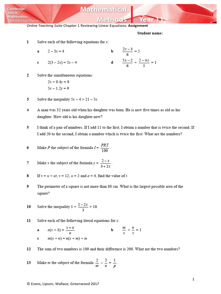 Assignment-1-with-answers | PDF | Equations | Applied Mathematics