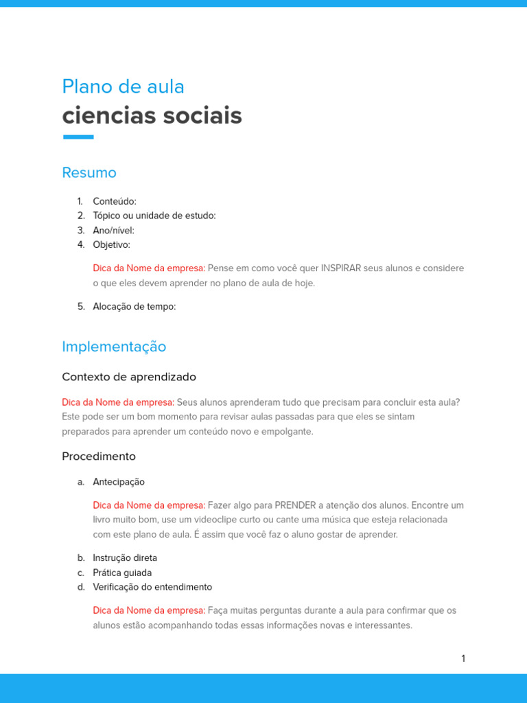 Plano de Aula | PDF | Lição | Aprendizado