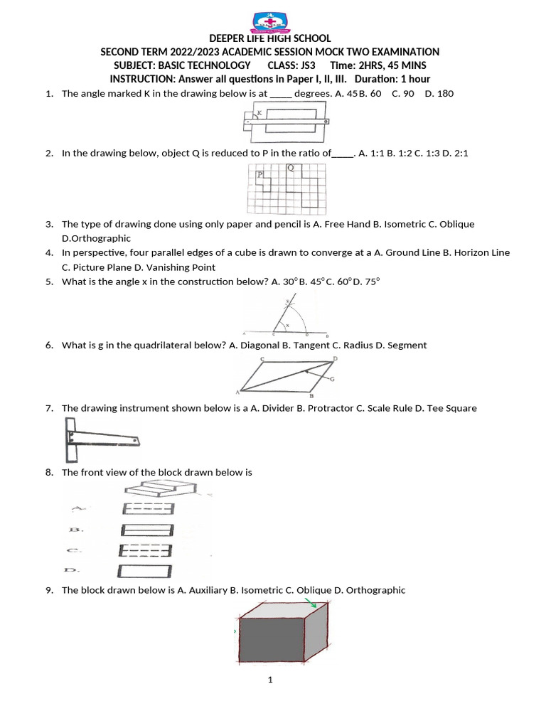 JS 3 Basic Technology 2ND Term Mock 2 | PDF | Ductility | Gear