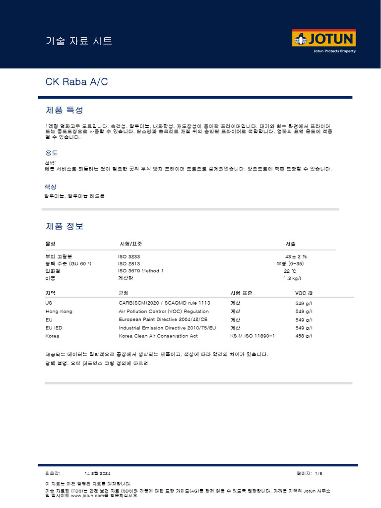 TDS 5480 CK Raba A - C Kor KR | PDF