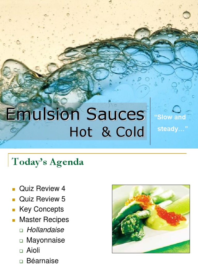 Emulsion Sauces Hot & Cold PDF Mayonnaise Butter