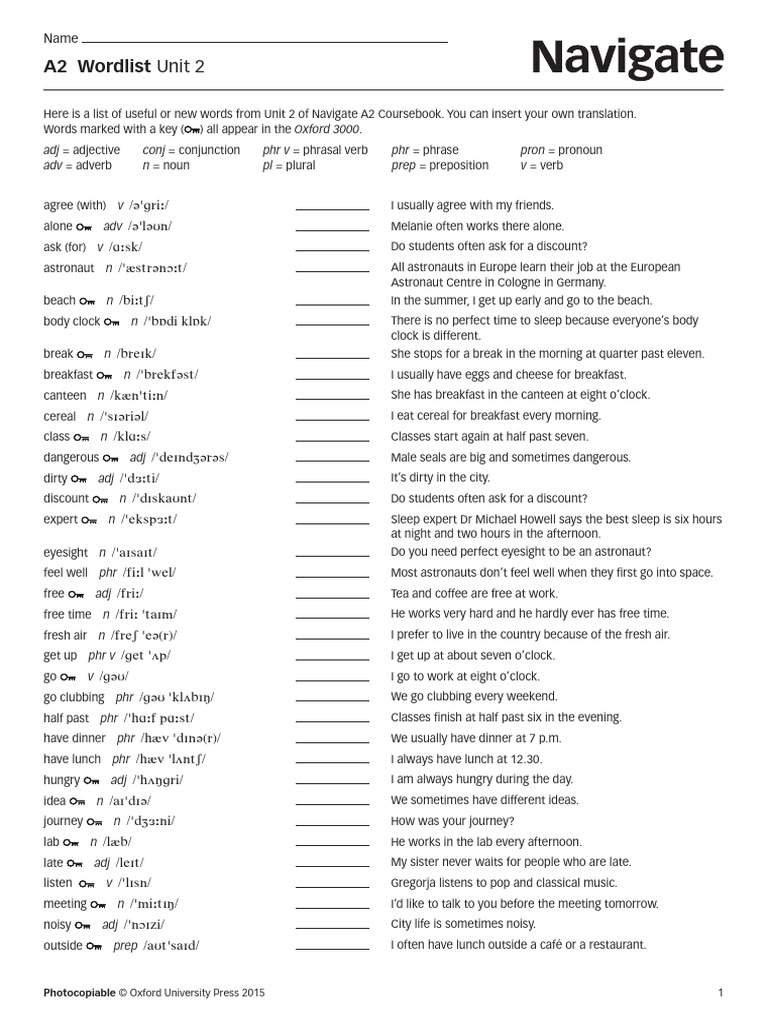 Word List Unit 2 | PDF | Verb | Language Mechanics