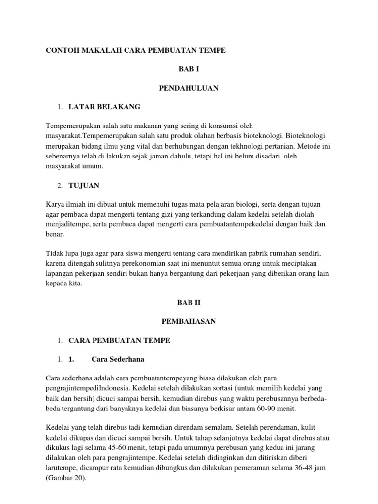 Contoh Makalah Cara Pembuatan Tempe 1