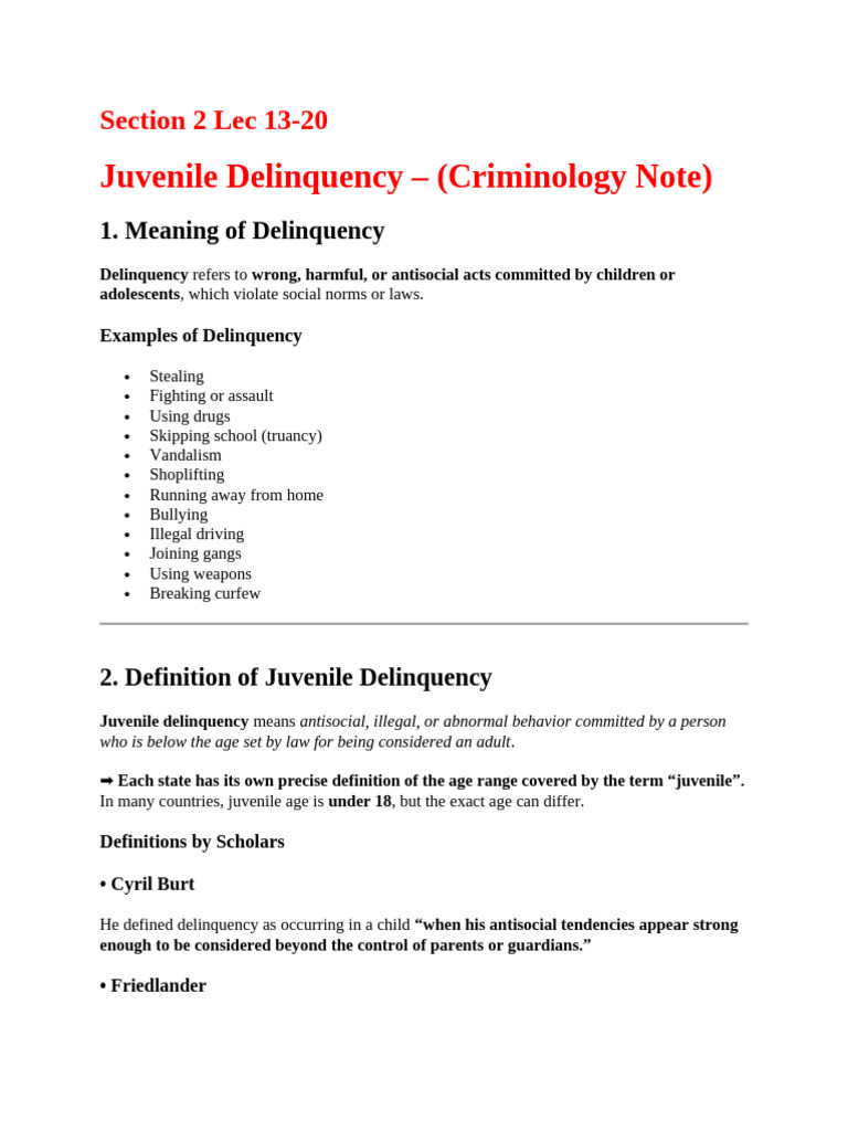 Section 2 Lec 13 -20 | PDF | Juvenile Delinquency | Prison