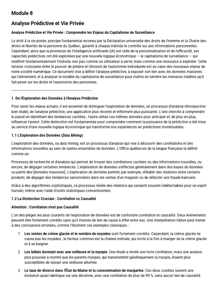Analyse Prédictive Et Vie Privée | PDF | Minage des données | Internet ...