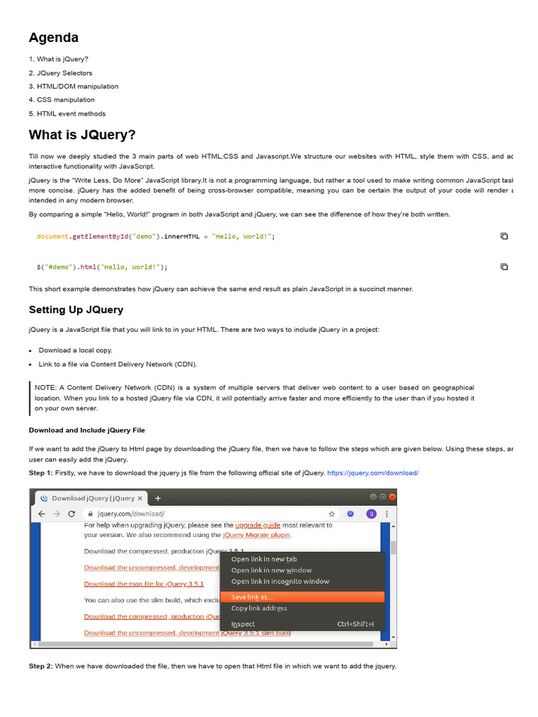 22-03 - Introduction to JQuery | PDF | J Query | Web Development