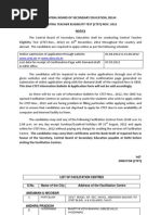 WWW - Ctet.nic WWW - Cbse.nic - In: List of Facilitation Centres