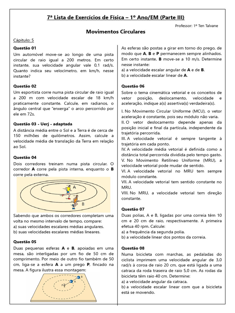 Lista de Exercícios de Física-Parte III | PDF