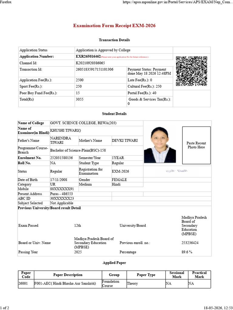FRMApplication Khushi Tiwari | PDF
