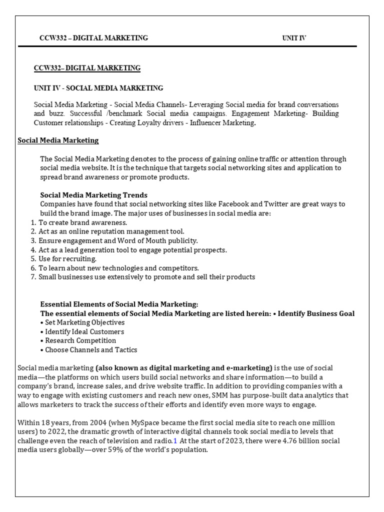 DM Unit IV Notes | PDF | Social Media Marketing | Popular Culture ...