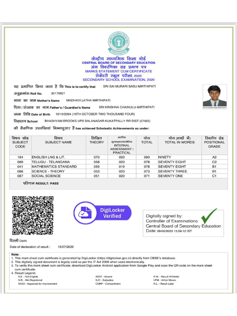10th Certificate | PDF