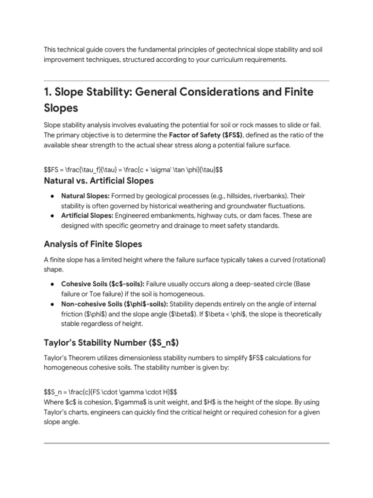 Geotechnical Slope Stability and Soil Stabilization | PDF ...