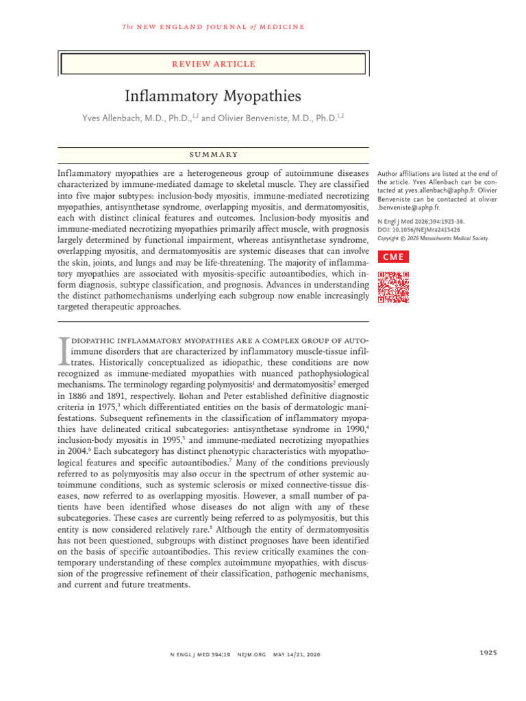 Inflammatory Myopathies | PDF | Medicine | Clinical Medicine