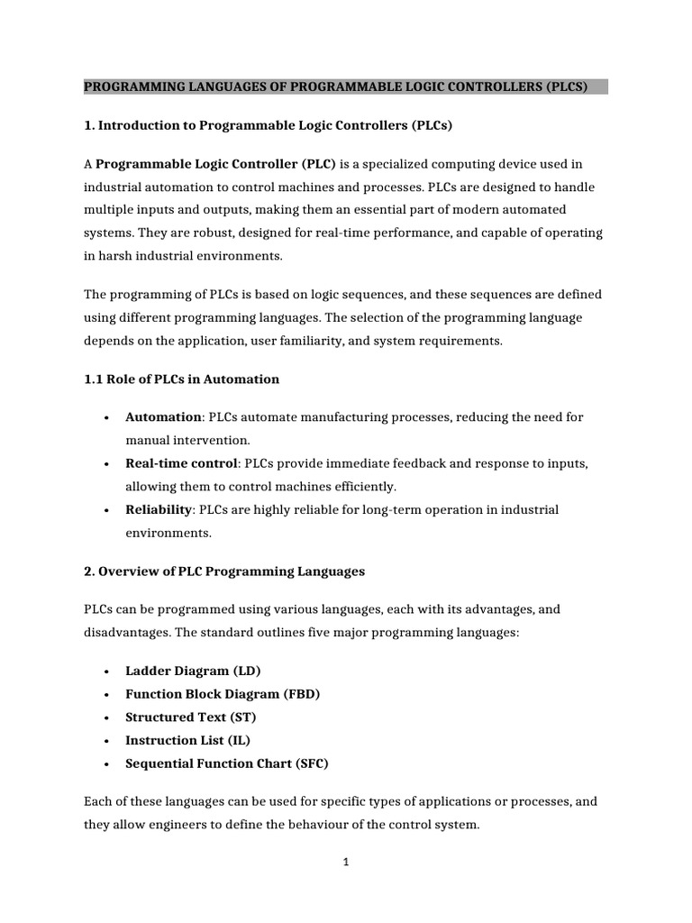 4. Programming Languages of Programmable Logic Controllers - Part 2 ...