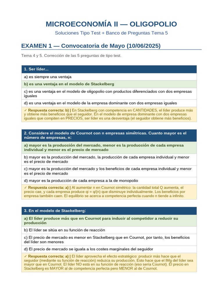 Micro2 TestSoluciones Banco | PDF | Monopolio | Oferta y demanda