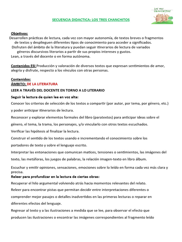 Secuencia Los Tres Chanchitos | PDF | Lingüística | Comunicación escrita
