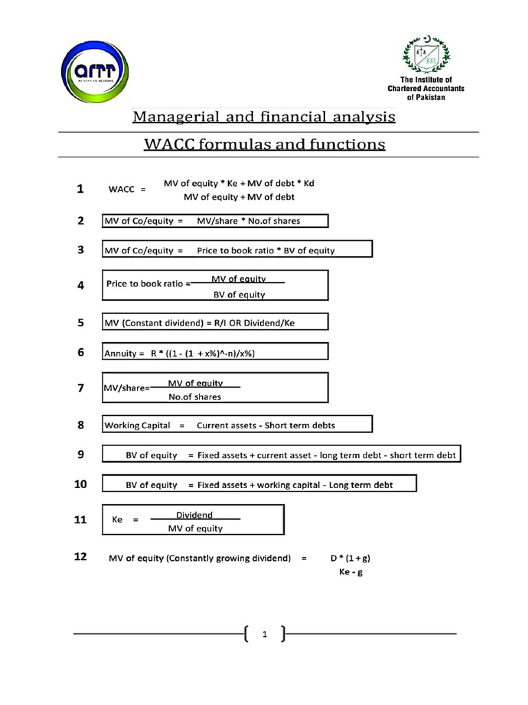 WACC Formulas and Functions | PDF