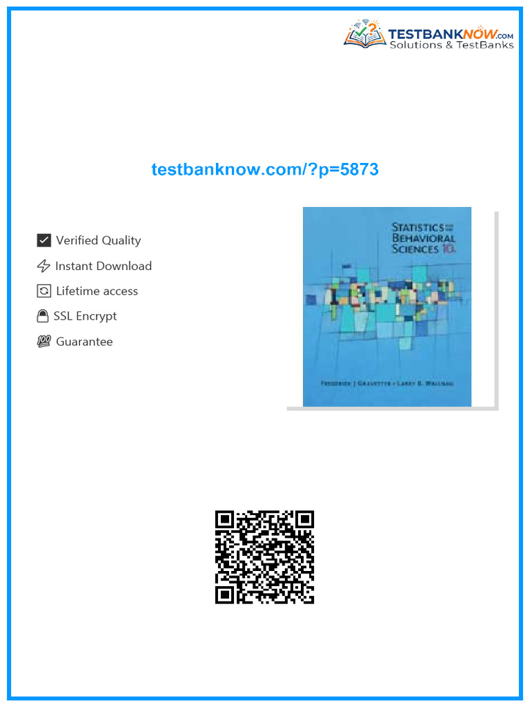 Solution Manual for Statistics for The Behavioral Sciences, 10th ...