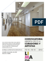 Convocatoria Abierta 2013 para Curadores y Artistas. Galería Municipal Pancho Fierro