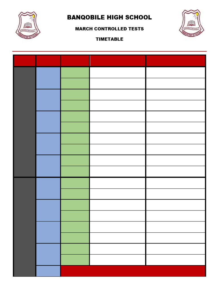 Final (1) March Test Timetable | PDF | Science