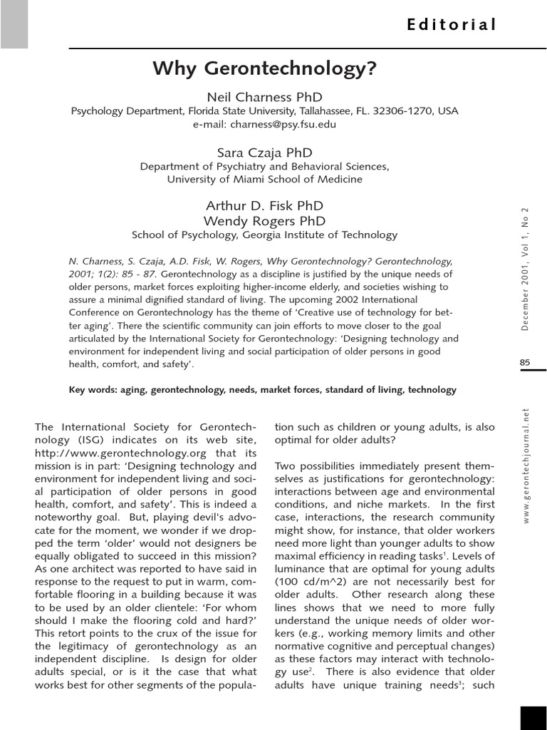Why Gerontechonology | PDF | Behavioural Sciences