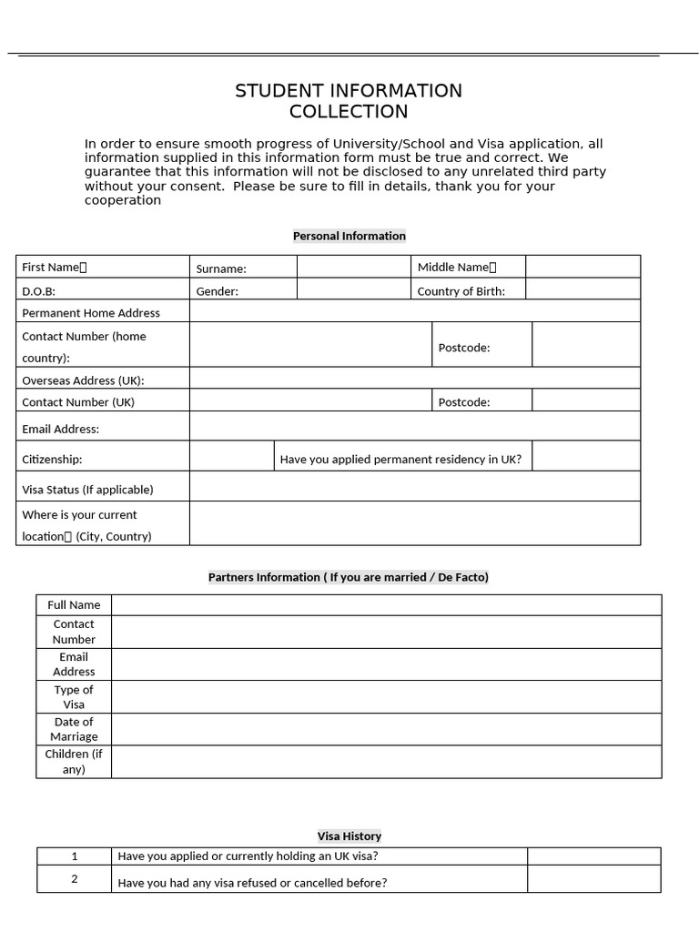 Information Collection Form 2 | PDF