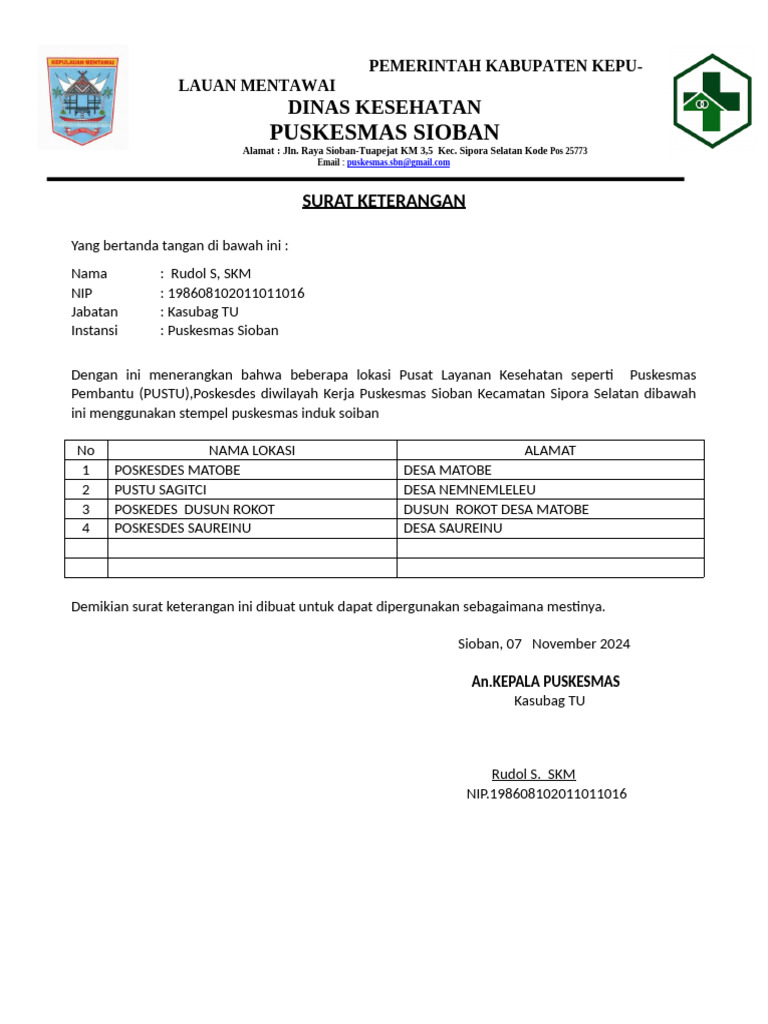 Contoh Surat Keterangan Stample | PDF
