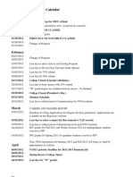 Spring 2012 Academic Calendar Highlights