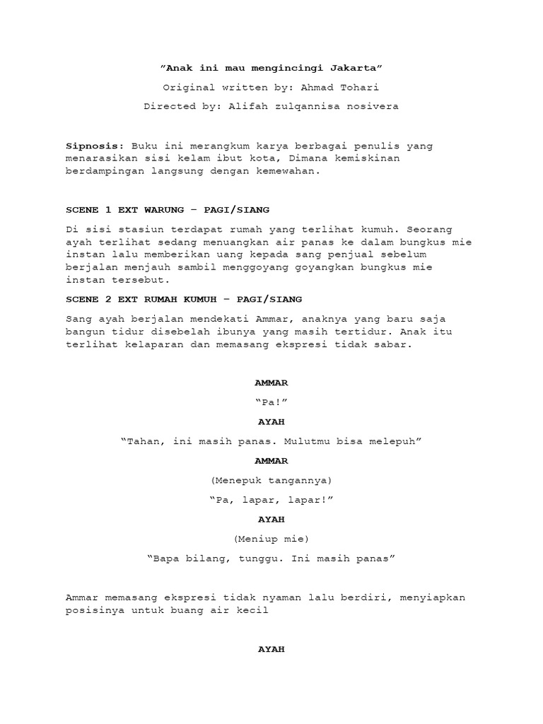 Anak Ini Mau Mengincingi Jakarta Script | PDF
