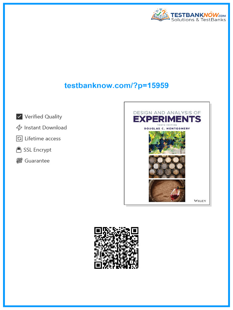Solution Manual For Design and Analysis of Experiments 10th Edition ...
