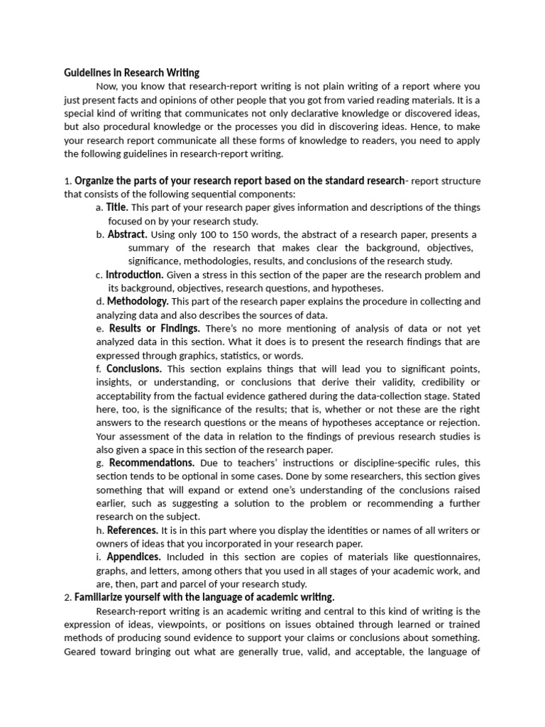 Guidelines in Research Writing | PDF | Methodology | Data Analysis