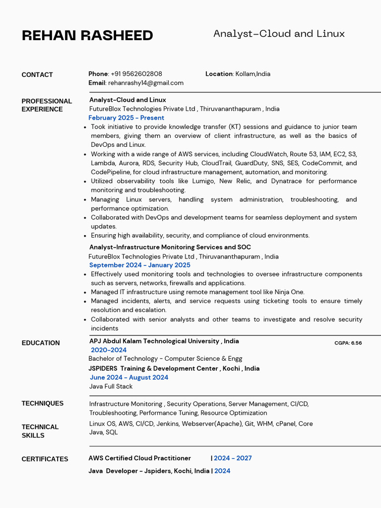 Rehan Rasheed Resume | PDF | Amazon Web Services | Cloud Computing