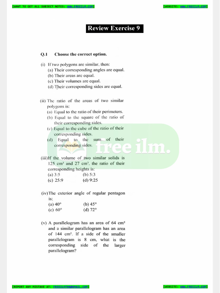 9th Math New Ch9 Review Ex | PDF