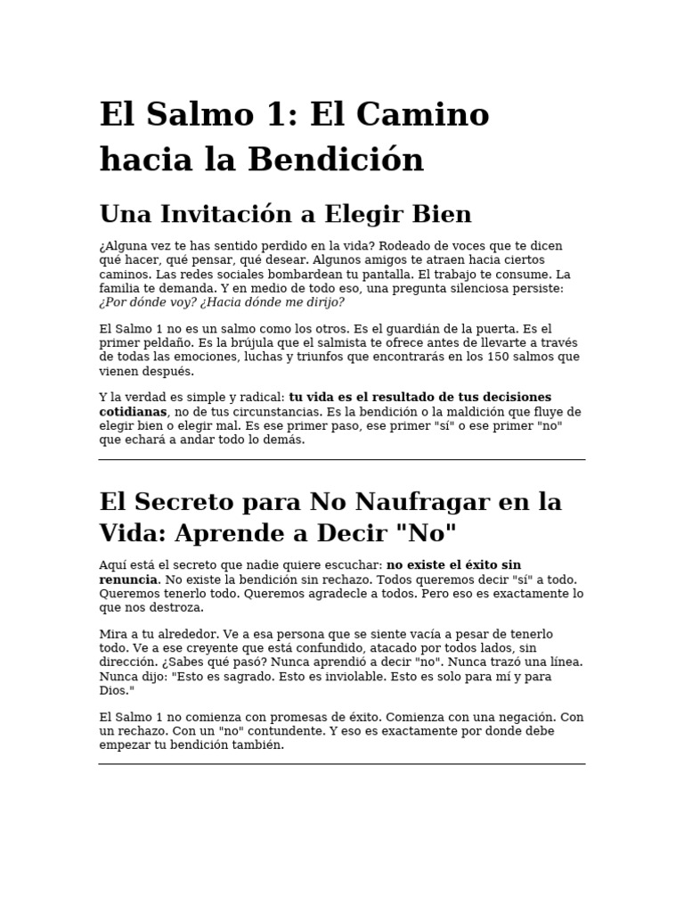 El Salmo 1 El Camino Hacia La Bendición | PDF | Salmos | Dios