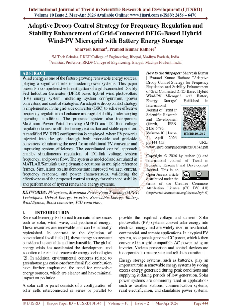 Adaptive Droop Control Strategy For Frequency Regulation and Stability ...