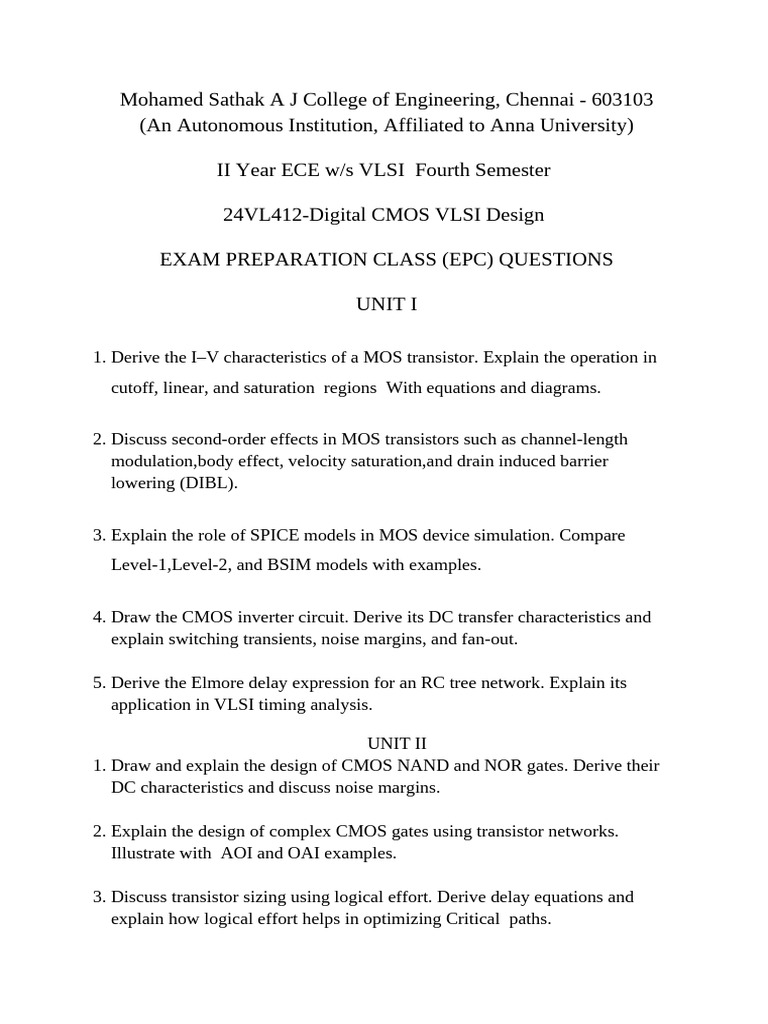 Epc Questions II Year Vlsi | PDF | Dynamic Random Access Memory | Flash ...