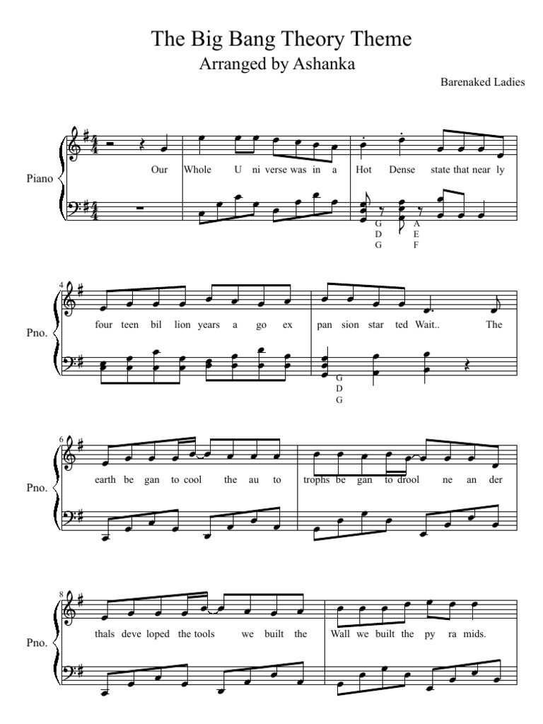 Big Bang Theory Theme Song Chords