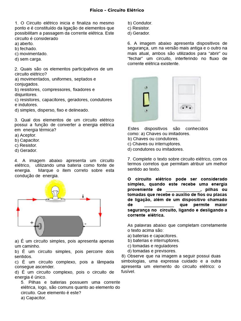 Circuito Elétrico - Tudo Sala de Aula | PDF | Rede elétrica | Eletricidade