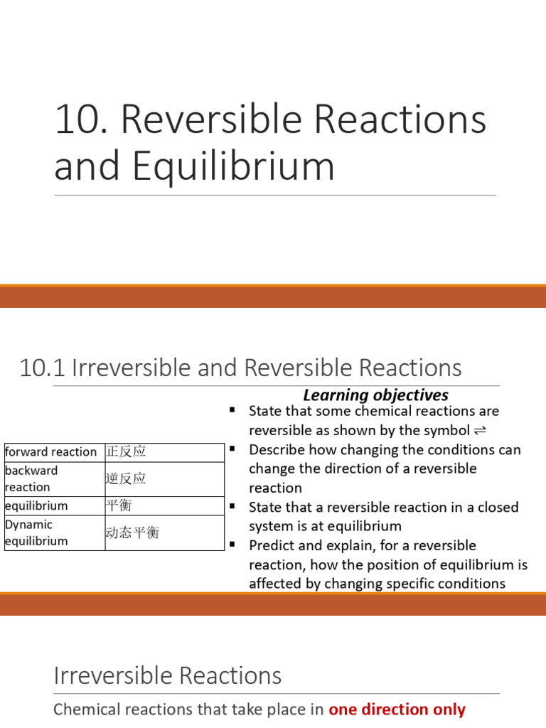 Reversible Reactions and Equilibrium | PDF | Chemical Equilibrium ...