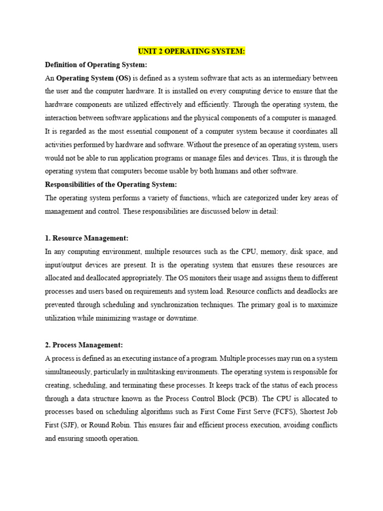 Unit 2 Operating System | PDF | Operating System | Process (Computing)