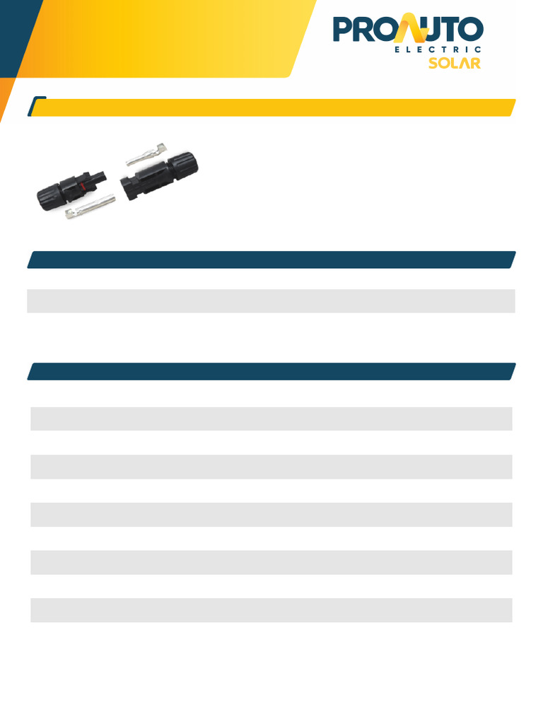 Conector Solar Sc4 Proauto Sc4 Kit Conector Solar 1500v 6 MM | PDF