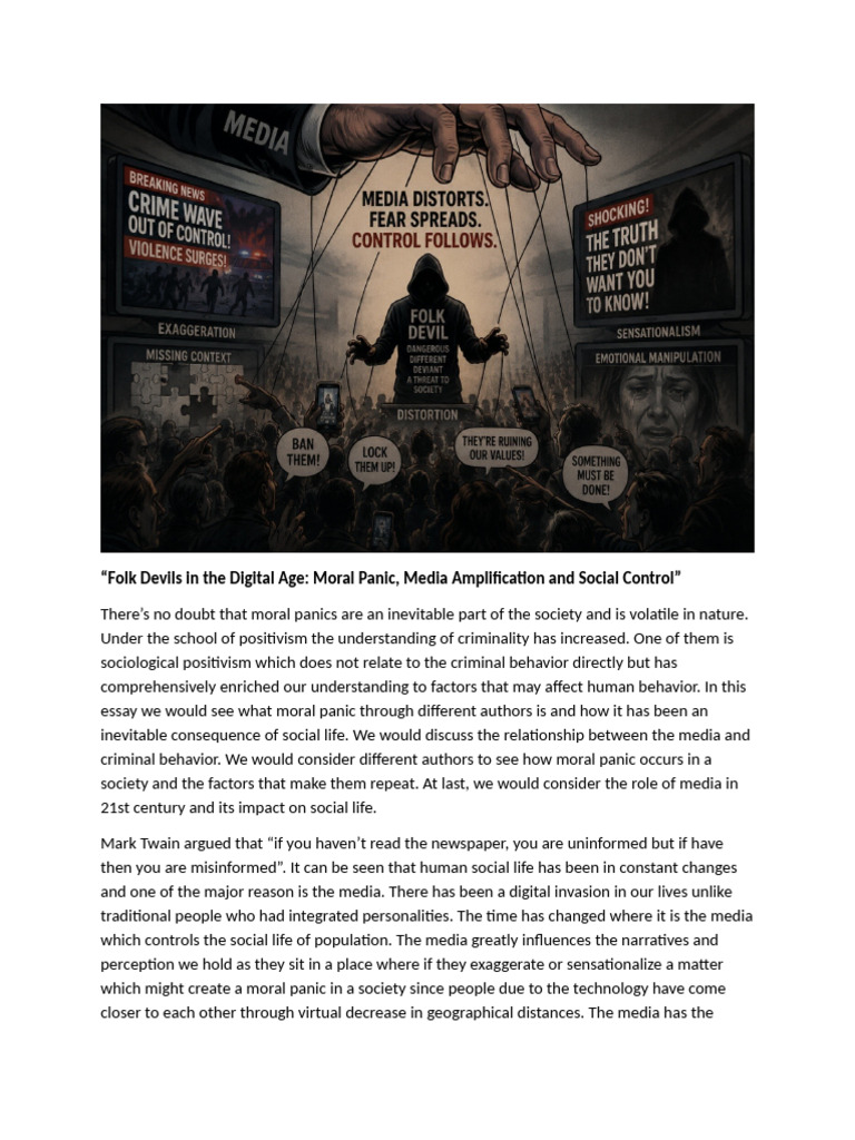 Folk Devils in The Digital Age: Moral Panic, Media Amplification and ...