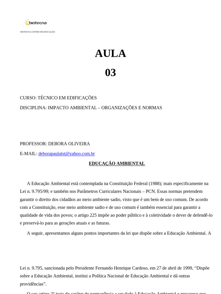 Aula 03 | PDF | Ambiente natural | Constituição